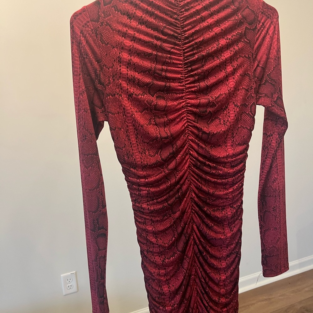 Magnolia Red Snake Print Long Sleeve Dress
